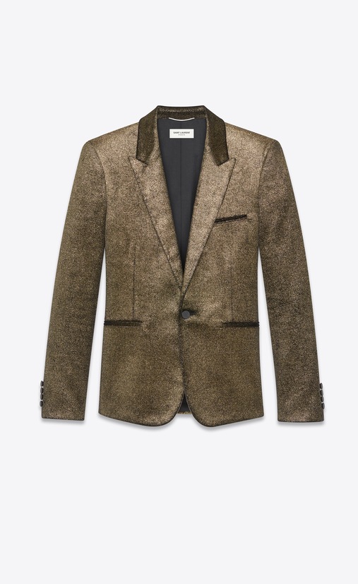 SAINT LAURENT Blazers Homme Veste en velours glitter doré a_V4